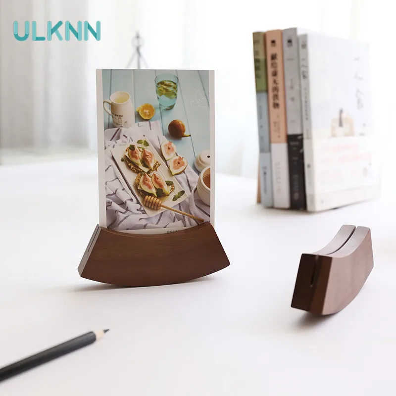 

Black Walnut Wooden Sticky Note Clip Card Base Hotel Menu Wine Folder Storage Rack Message Clip Office Receive Supplies