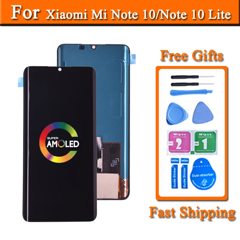 Экран AMOLED для Xiaomi Mi Note 10 ЖК-дисплей сенсорный экран в сборе дигитайзер mi note lite