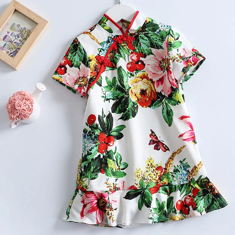 Beenira/платье Ципао; коллекция года; европейский и американский стиль; детское платье принцессы без рукавов с принтом для От 4 до 14 лет; платье для девочек