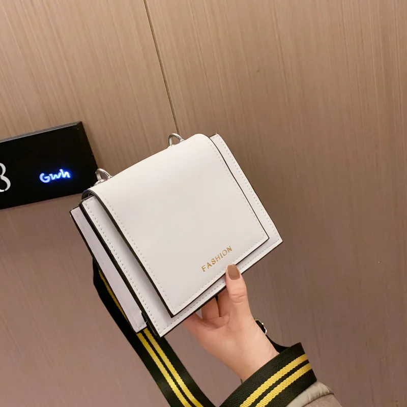 

2019 New Style Bag Double Yellow Line Square Sling Bag WOMEN'S Bag Western Style Simple Hand Single Shoulder Strap Shoulder Bag