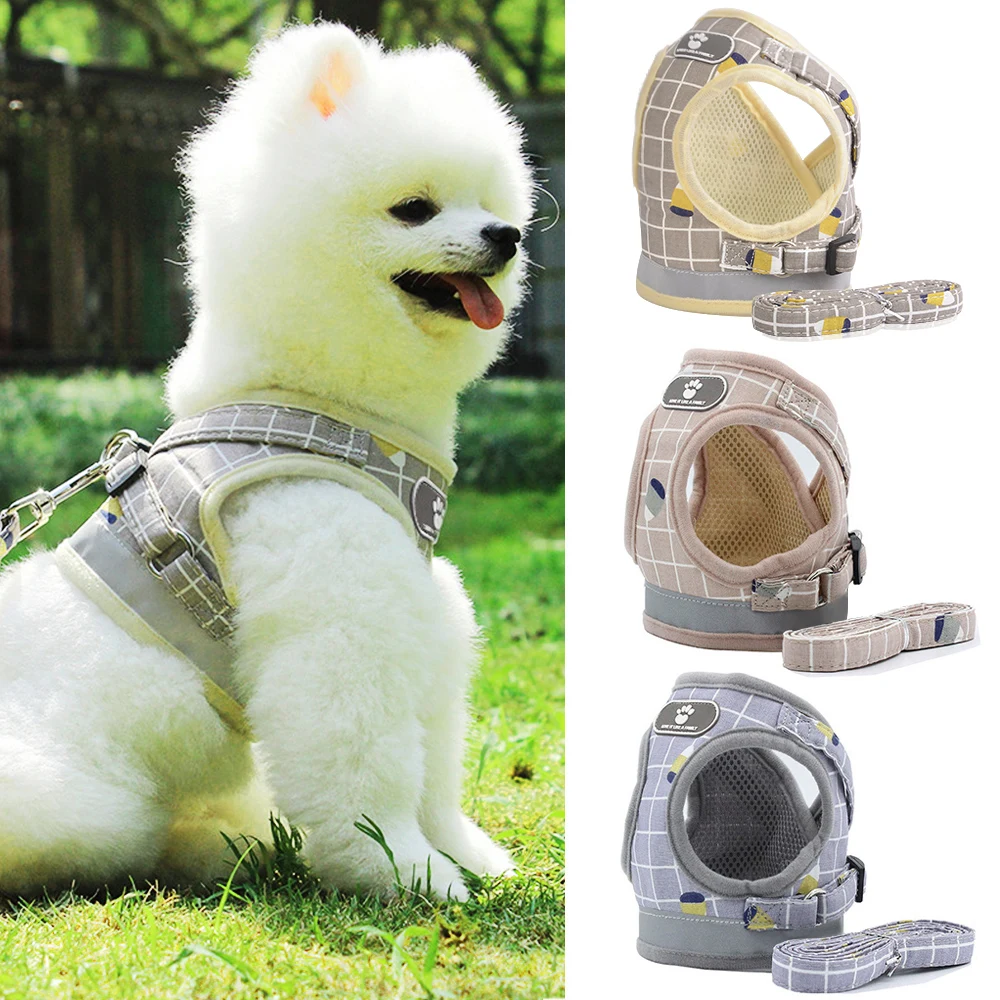 

Adjustable Chest Pet Chest Vest Dog Harnesses Pet Collars Pet Chest Back Traction Belt Walking Lead Leash Strap For Small Dog