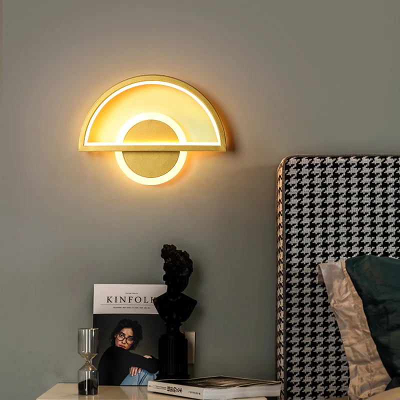 Light luxury bedroom bedside wall lamp simple modern minimalist personality living room background corridor | Лампы и освещение