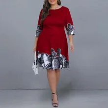 

Plus Size Dresses 2022 Spring Summer A-Line Casual Midi Dress Purple Women O-Neck Tribal Print Elegant Dress Party Club Evening