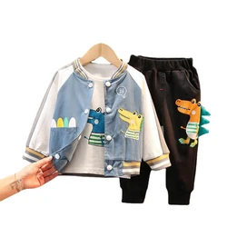 Survêtement décontracté en coton pour enfants, vêtements de dessin animé pour bébés garçons et filles, veste t shirt pantalon 3 pièces/ensembles 