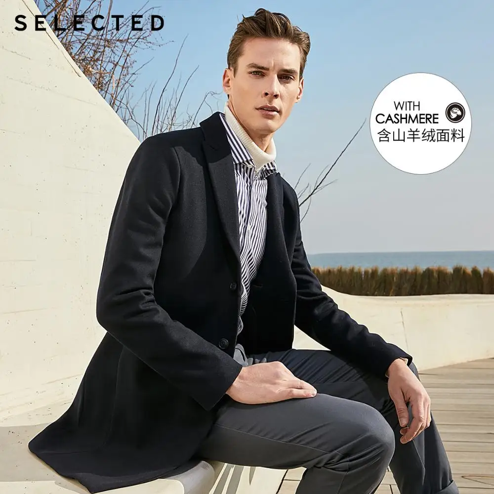 SELECTED Men's Woolen Mid-length Stylish Casual Wool Coat S|419427559 SELECTED Men's Woolen Mid-length Stylish Casual Wool Coat S|419427559