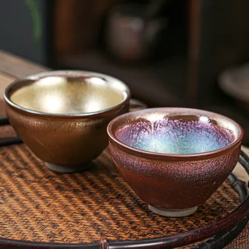 

Jianyang Jianzhan Tea Cup Colored Gold Drops of Oil Tianmuzhan Raw Ore Iron Tire Couple Cups Tea Bowl Kung Fu Teacup