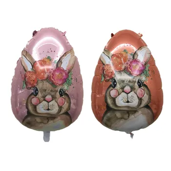

24 Inch Cute Flower Bunny Egg Foil Helium Balloons Spring Easter Party Birthday Decorations Inflatable Air Ballon Children's Toy