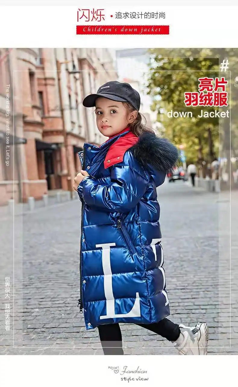 New Children Winter Warm down Jackets Girls& Boys Outerwear Coat Waterproof Parka Clothes Hooded Long-30 Degrees Coats For Kid