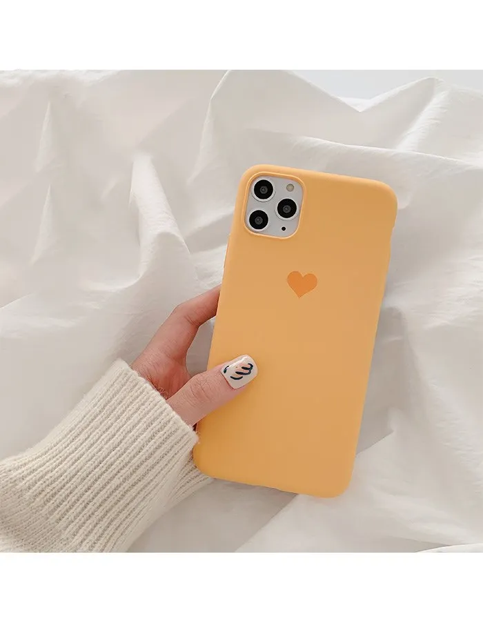 Простой Желтый чехол для телефона с сердечками Iphone 11 Pro Max мягкий гелевый Чехол из