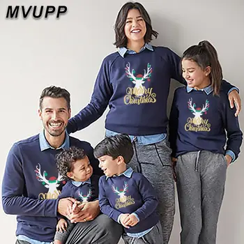 

christmas family sweatshirts mother daughter father son matching clothes daddy mommy and me fashion 2019 deer mom girl mum boy