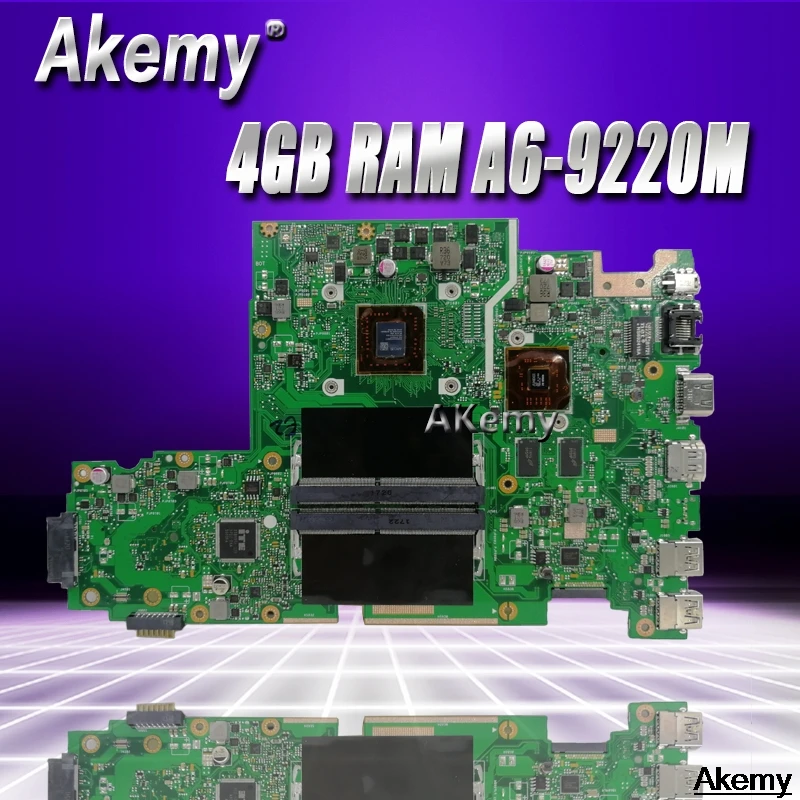 X542BP  laptop motherboard For Asus X542B X542BP A580B K580B  Mainboard 100% test 4GB RAM A6-9220M CPU 2.5GHZ