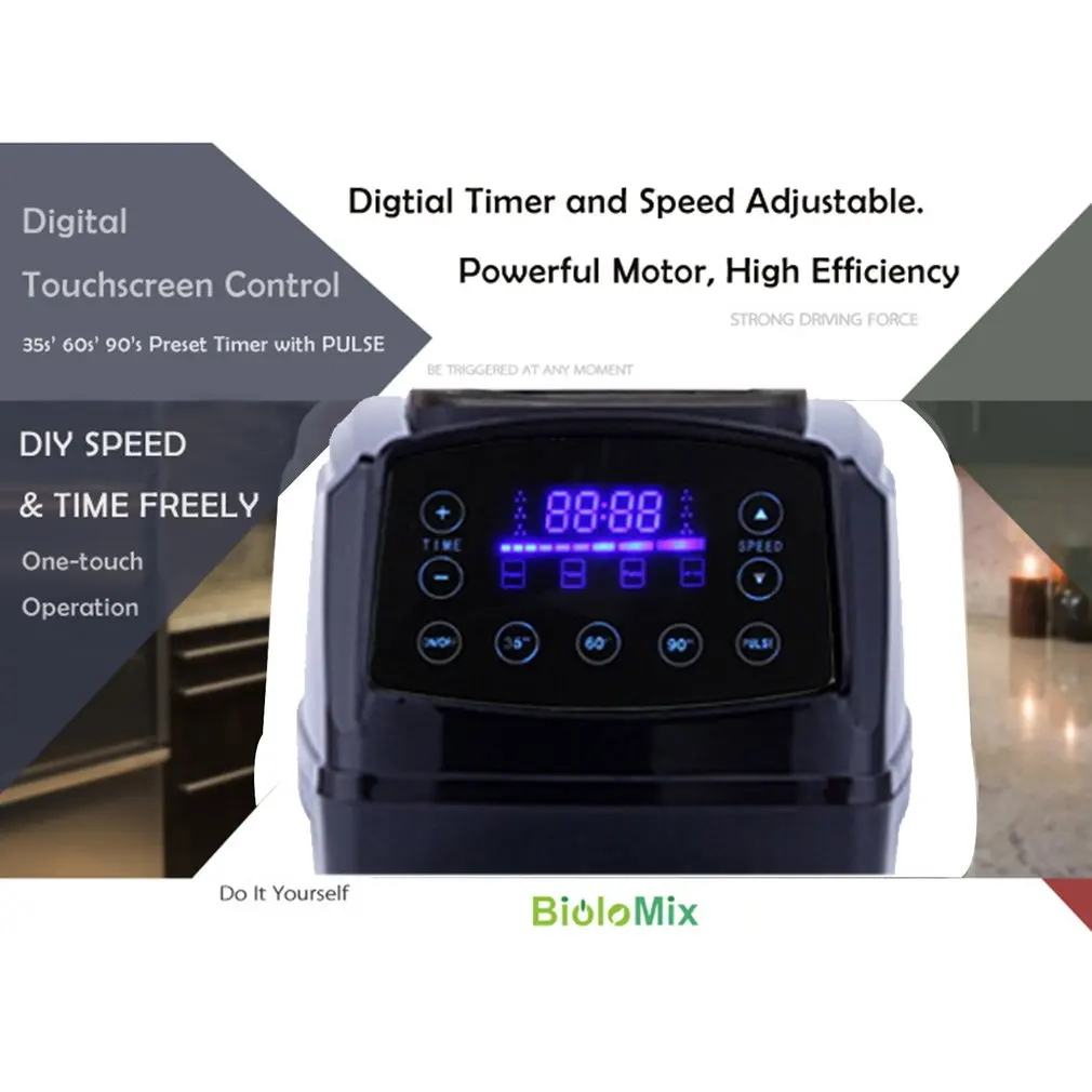 Сенсорный цифровой автоматический умный таймер 3HP BPA FREE 2L профессиональный блендер для смузи миксер соковыжималка кухонный фруктовый