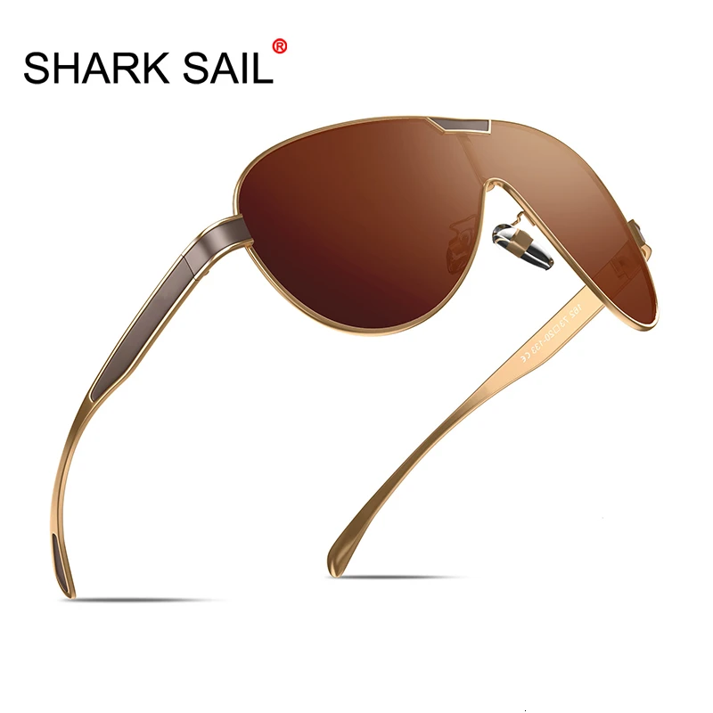 

SHARK SAIL Design New Aluminum Men Brand Sunglasses HD Polarized Men's Sun Glasses Integrated Lens Eyewear Goggle Gafas De Sol