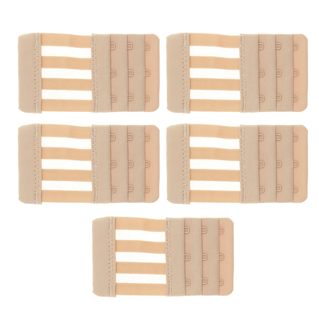 5 Pieces Bra Extenders Womens 3 Hooks 3 Rows Elastic Bra Strap Extension Adjustable Lingerie Belt Buckle Underwear