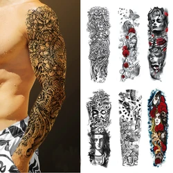 52 Designs Waterproof Temporary Tattoo Stickers Full Arm Large Skull Old School Tatoo Stickers Flash Fake Tattoos for Men Women