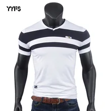 Футболка Для мужчин хлопкa Футболка Повседневные Футболки С короткими рукавами и v-образным вырезом