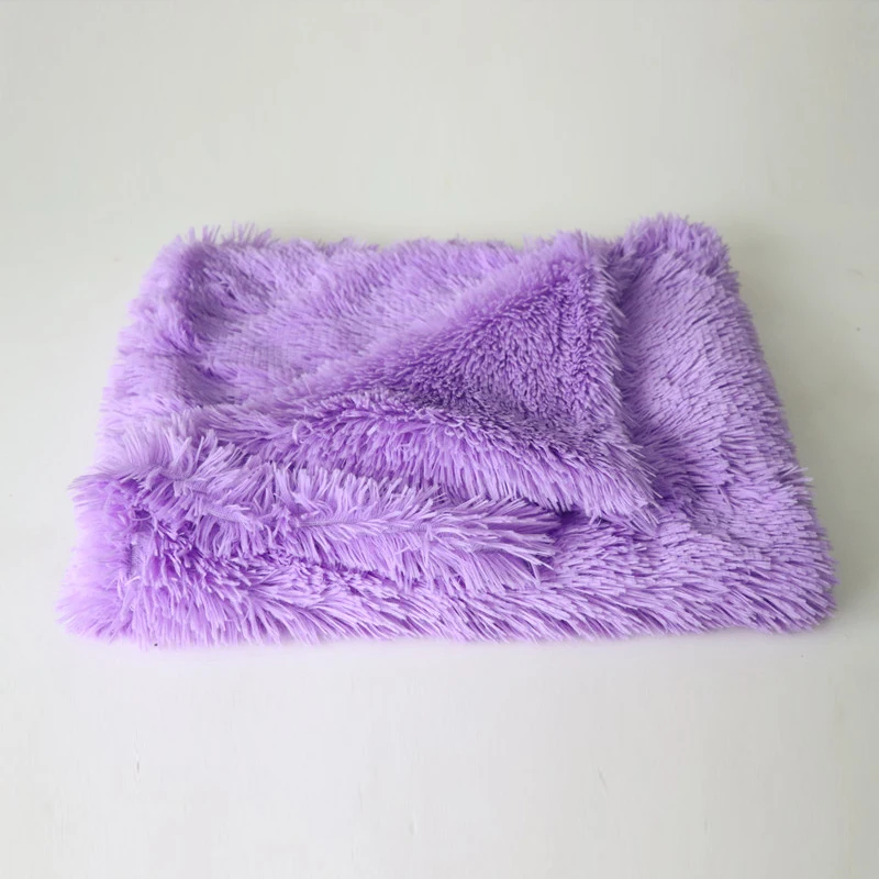 Флисовые одеяла для домашних животных пушистые коврики для кровати для собак и кошек глубокий сон для щенков зимние теплые тонкие Чехлы матрац для кошек большие собаки мягкая подушка - Цвет: Фиолетовый
