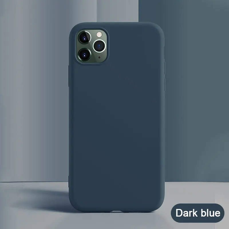 Милый карамельный цвет сплошной силиконовый чехол для телефона для iPhone 11 Pro Max чехол для iPhone 7 8 Plus X XS чехол для Max XR противоударный чехол - Цвет: Dark Blue