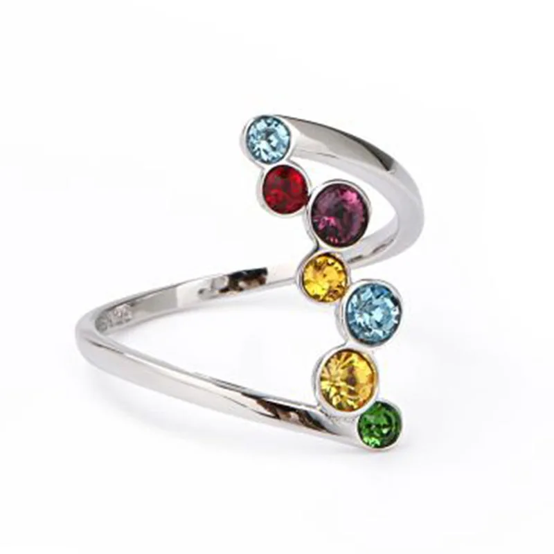 Elegant Romantic Women Ring Band Twist Design Luxury Noble sliver Color With Colored Zircon Women Ring