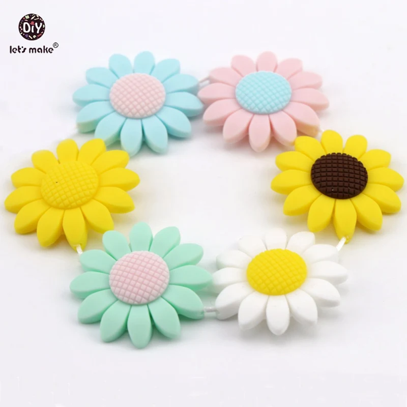 Let's Make Baby Teething Toy 20 шт силиконовый Подсолнечник Eco Sensory DIY Ювелирные изделия Детские Прорезыватели для зубов аксессуары для прорезывания зубов Teether