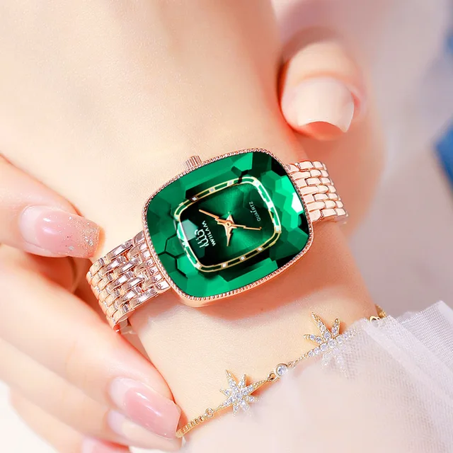 Green Diamond Style Luxury Women Quartz Watch 38mm 4