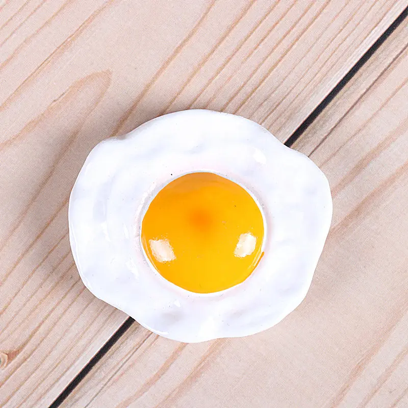 Bionic food refrigerator magnetic paste milk pan egg bread tomato refrigerator paste message stick magnet button home decoration - Color: one egg