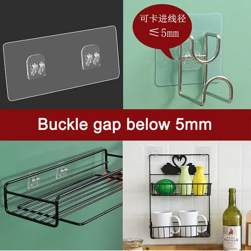 Description Picture 5 of itemAdhesive Wall Hooks Hanger Transparent Hooks Door Wall Hangers Under Wire Shelf Rack Hanger Holder for Kitchen Bathroom Hooks