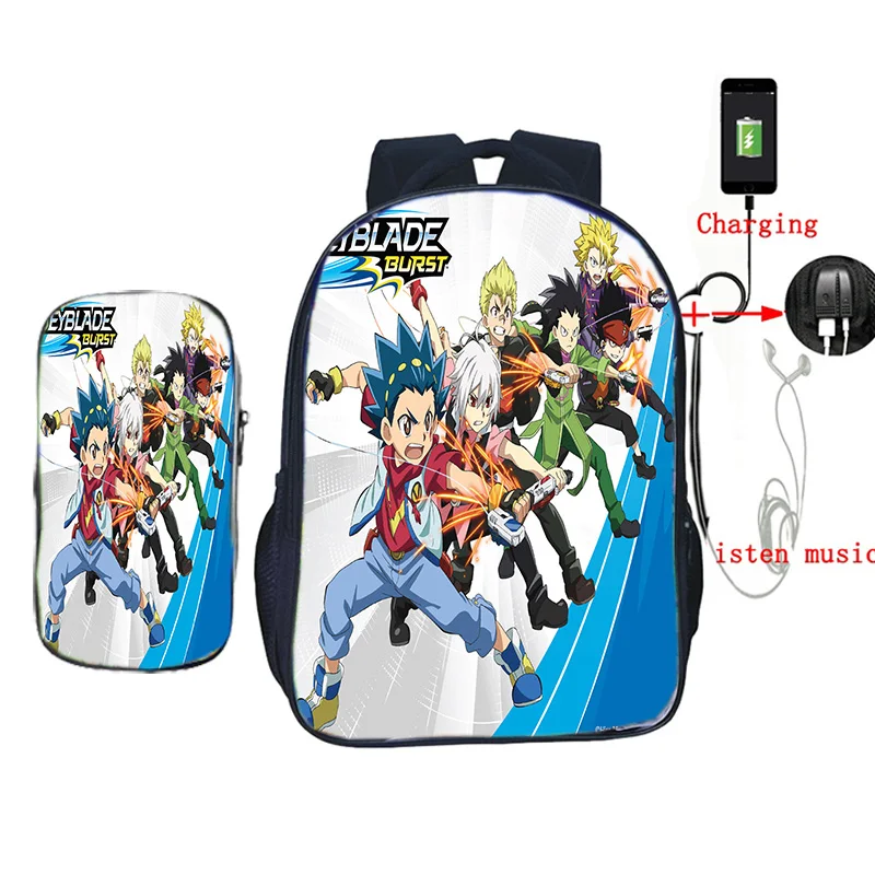 Beyblade usb зарядка школьная сумка 2 шт./компл. рюкзак для подростков мальчиков и девочек дорожные сумки на плечо детская книга Mochila с коробкой для ручек - Цвет: 24