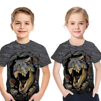 

Dinosaur printed T-shirt children's summer short-sleeved boy girls Tops fashion clothes round neck Kids clothing baby boy Tshirt