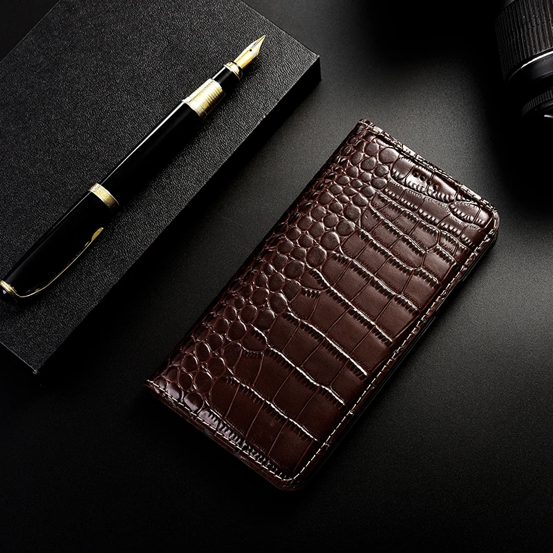 For iPhone 5 6 6S 7 8 Plus X XR XS 11 12 Pro Max Mini Real Genuine Cowhide Natural Leather Skin Flip Cover Case Crocodile Grain lifeproof case iphone 8