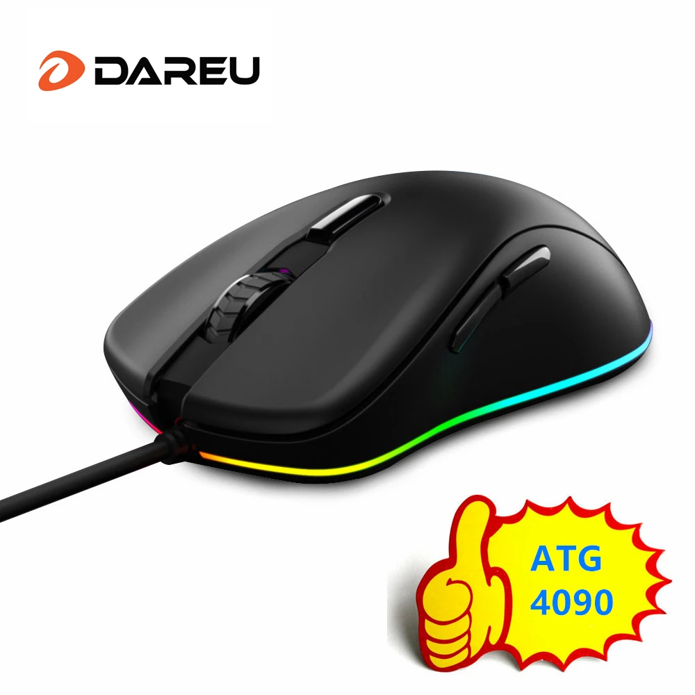 Проводная игровая мышь DAREU EM908 с RGB 6 программируемых кнопок датчик ATG4090 6000 DPI 150 IPS