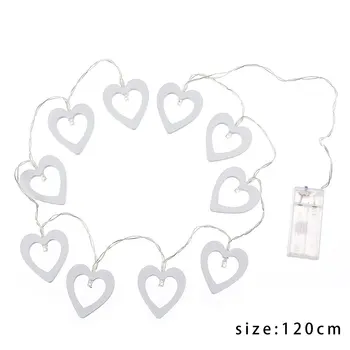 

10 LED Wooden Heart String Light Battery Power Party Festival Home Decor Lighting