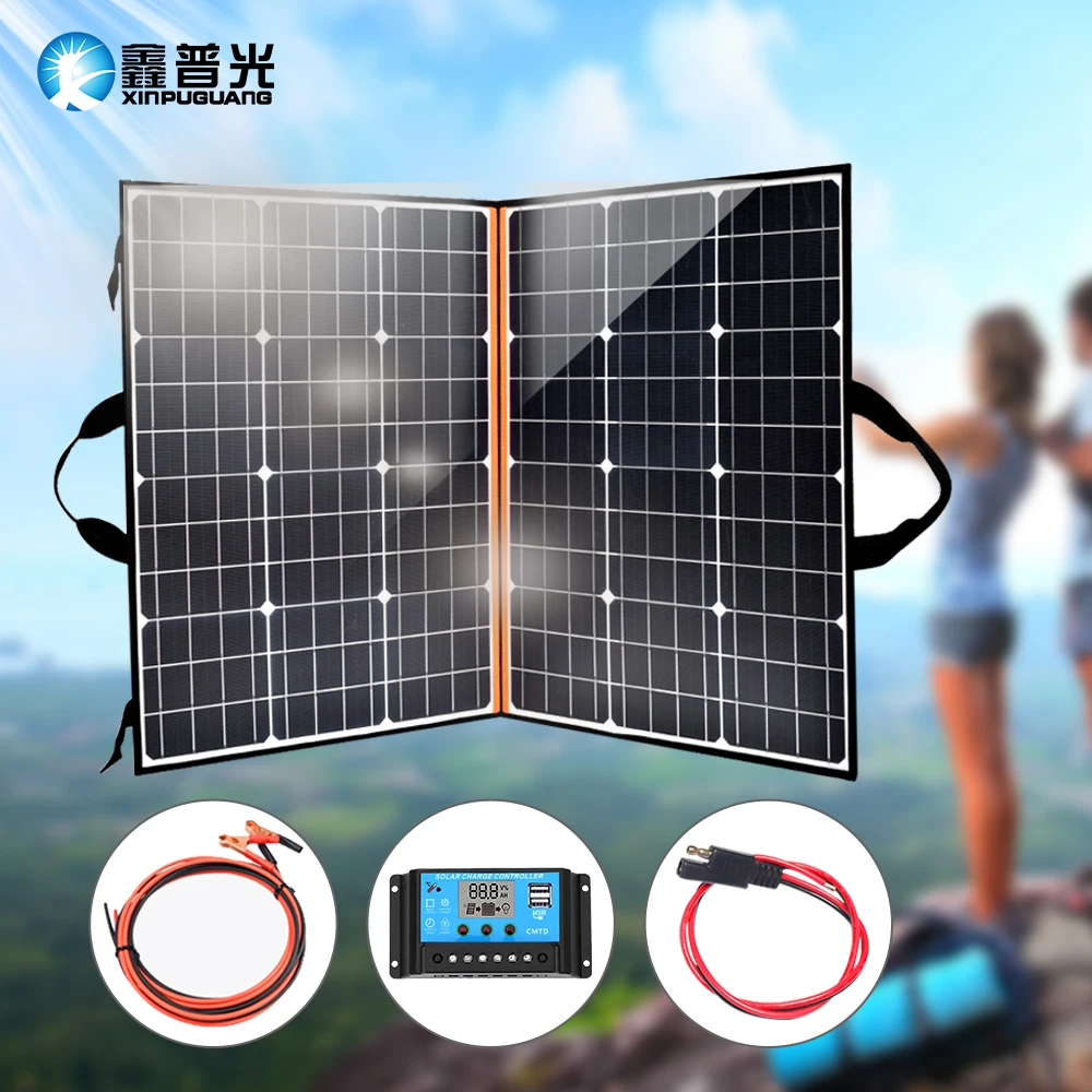солнечная батарея на телефон панель складной комплект 120w портативное солнечное