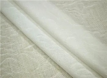 

Three-dimensional pure elegant white double jacquard natural hemp fabric cloth short-sleeved shirt skirt / 1 m