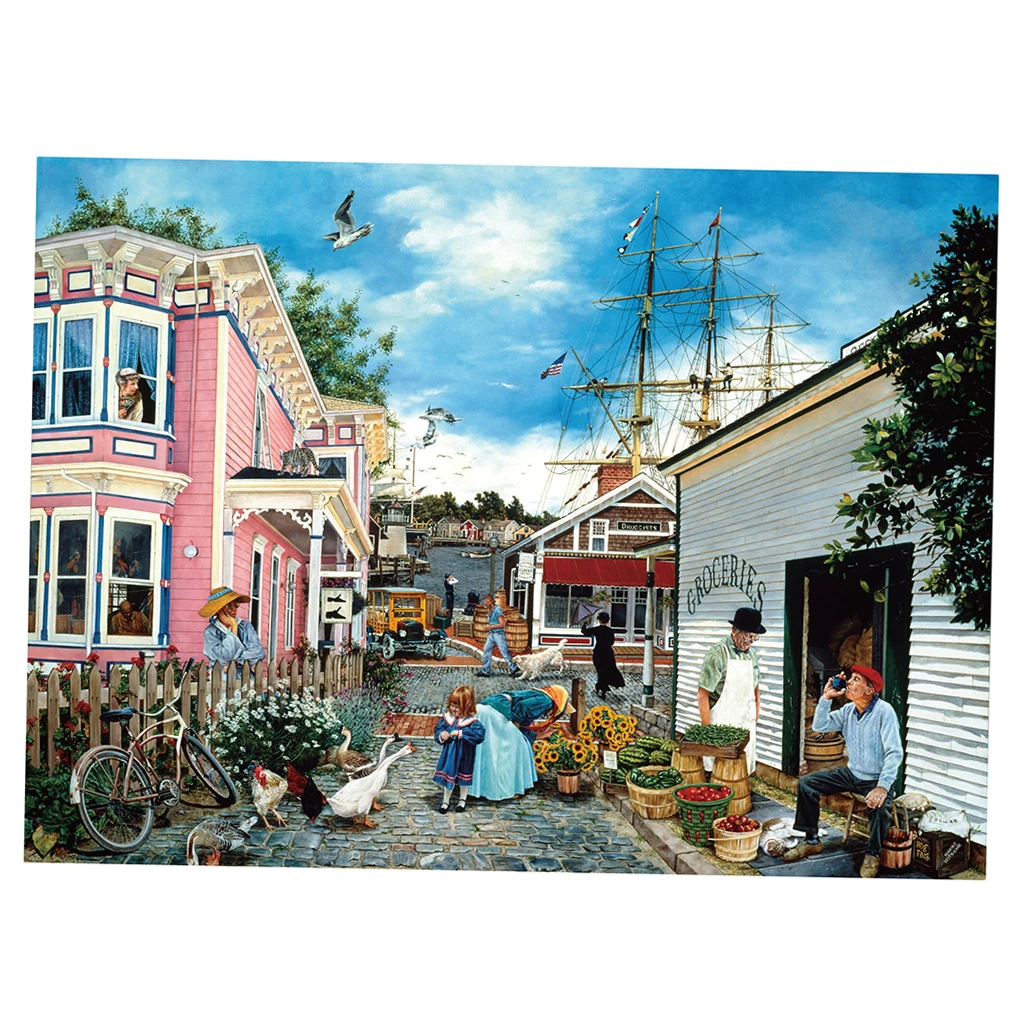 DIY 1000 Pieces Puzzle Set Beautiful Painting Country Landscape Jigsaw Scenery Puzzles Toy for Children Adults Home Decoration 