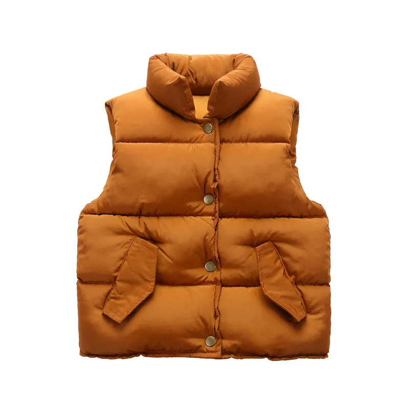 Caramel colour Детский жилет Детская верхняя одежда зимние пальто Детская одежда Теплый хлопковый жилет для маленьких мальчиков и девочек от 2 до 10 лет - Цвет: Caramel colour