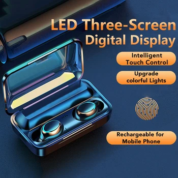 

F9-32 TWS Bluetooth 5.0 Wireless Earbud Headphones F9 Waterproof Deep Bass Earphones with Power Banks Built-in Mic Headset