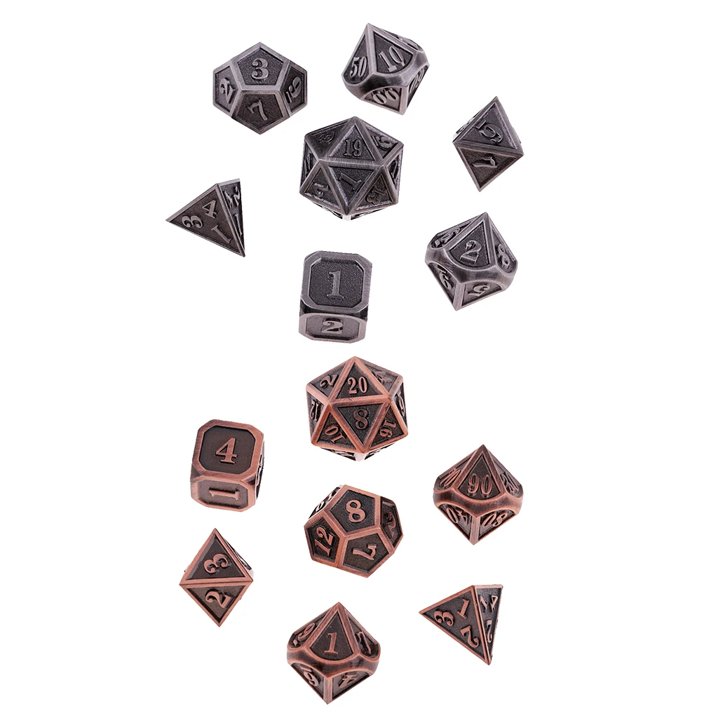 7pcs Embossed Heavy Metal Polyhedral Dice Set for D&D DnD RPG MTG Accessory Parties Board Game Dices Polyhedral Dices 