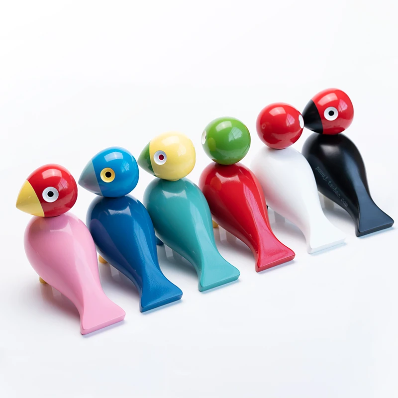 

Nordic Denmark Wooden Bird Figurines Wood Carving Puppet Colorful Painted Sculpture Figure Animal Ornaments for Home Decoration