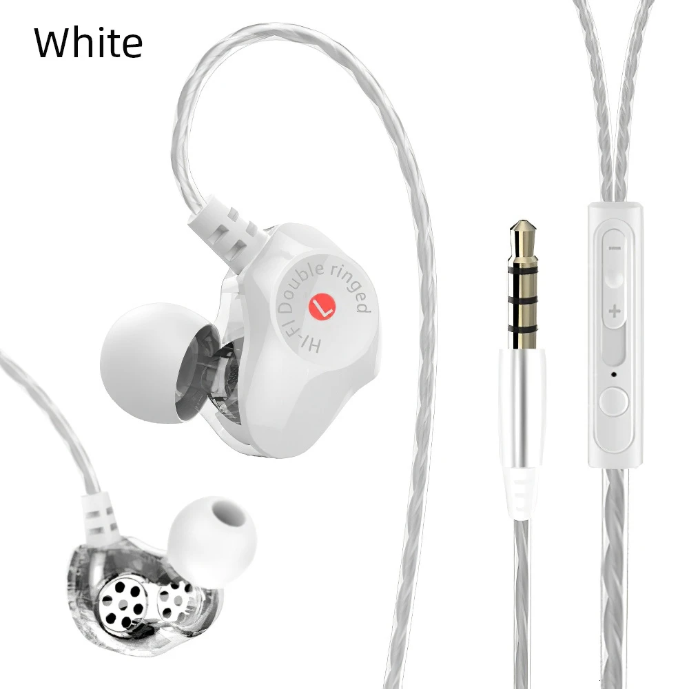 white UBeamer D6, проводные наушники, 4 ядра, Hi-Fi, стерео, для мобильных телефонов, гарнитуры, басы, спортивные наушники, 3,5 мм, музыкальные наушники, микрофон - Цвет: white