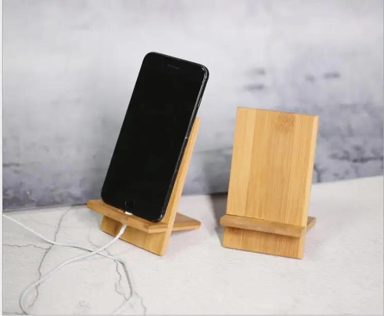 

wholesale 100pc/lot Bamboo Wooden Cell Phone Stand Tablet Stand Phone Dock Cradle Holder Stand Smartphone Accessories Desk Decor