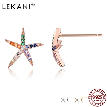 

LEKANI 925 Sterling Silver For Woman Stud Earrings Individual Starfish Look Romantic Party Simple Gift Fine Jewelry Trend 2020