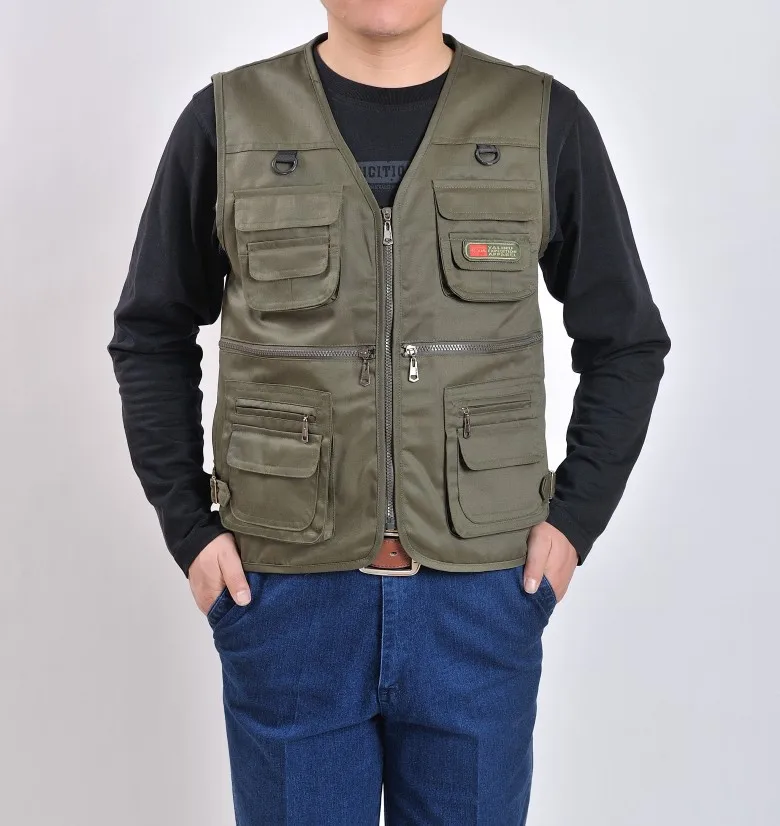 Весна и осень темно-синий камуфляж случайный мульти-карман среднего возраста мужчин осень и зима жилет Мульти-карманы безопасности персонала Workwea