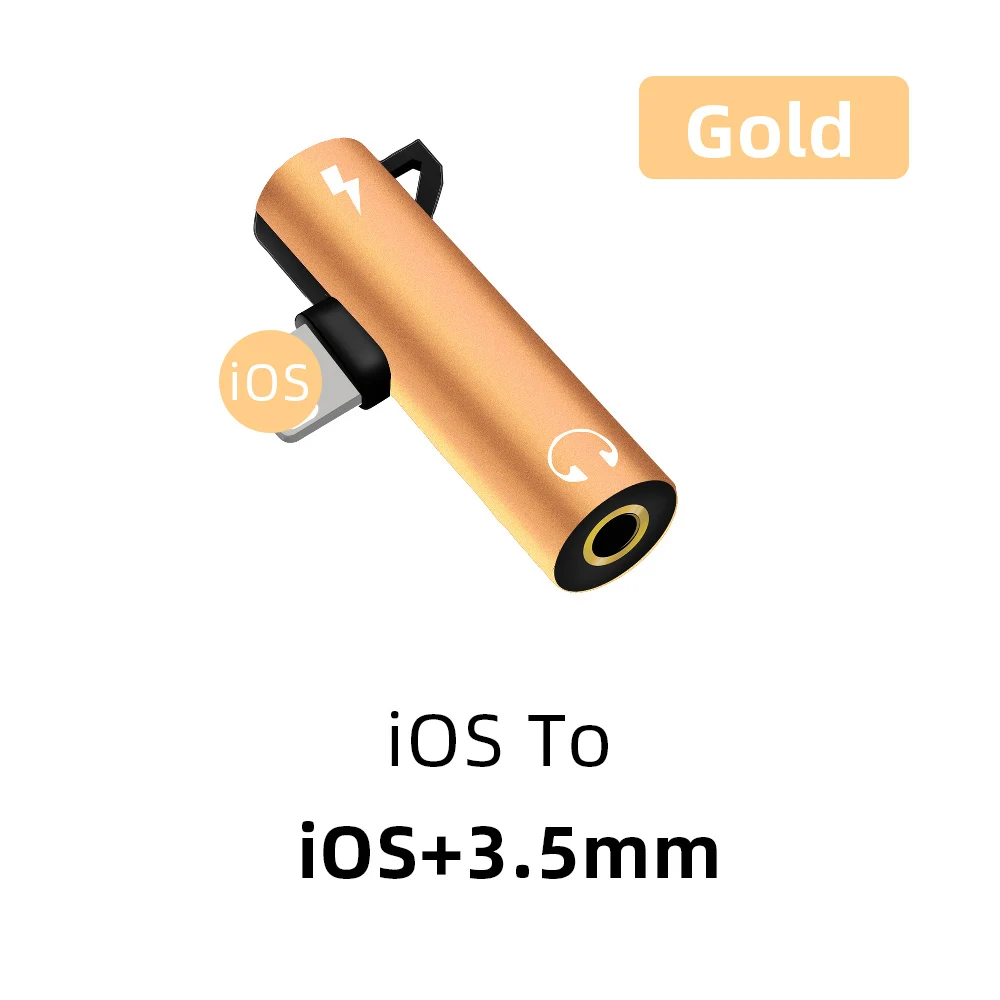Золотой Для Lightning аудио адаптер 3,5 мм для iPhone Xs Max Xr X 8 7 Plus разветвитель разъем для наушников OTG кабель адаптер - Цвет: Золотой