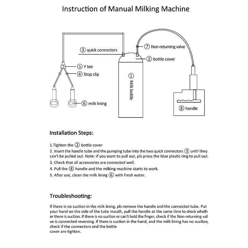 3L Manual Impulse Type Milking Machine Portable Cow Breast Pump DIY Squeezing Cow Goat Milk Household Small Milking Machine
