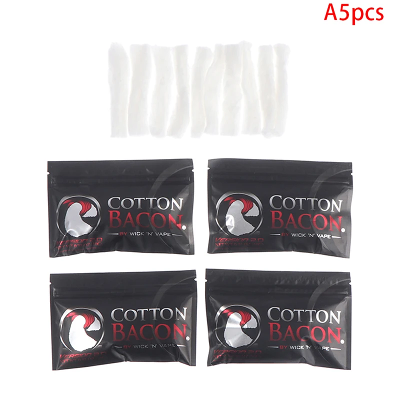 5 uds 2,0 algodón Bacon algodón Vape de plata de oro versión tocino para DIY atomizador