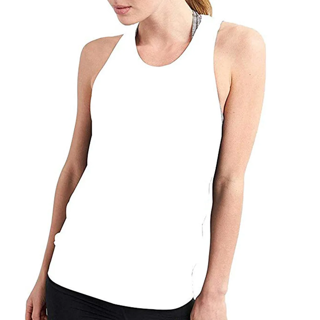 Женская Сексуальная Спортивная Однотонная рубашка с открытой спиной, майка для фитнеса, топы, женская спортивная рубашка