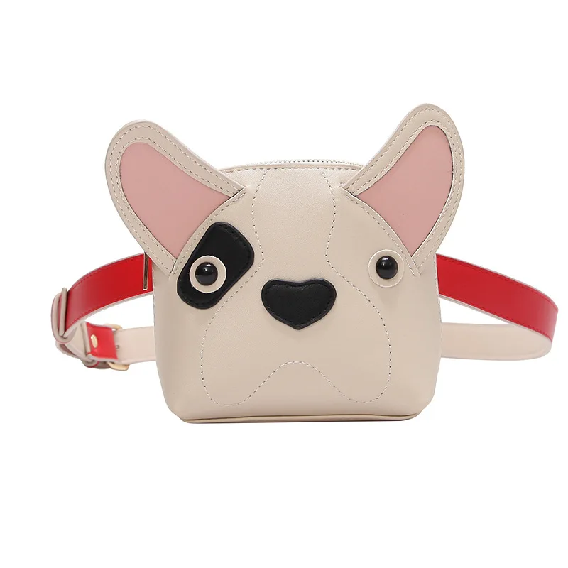 

Spring and Summer waist Bags Women Pu Leather Handbags Chain Small Messenger Bag Cute Dog Shape Women Shoulder Bag