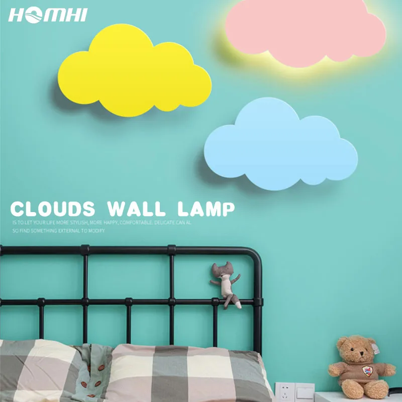 Homhi Cloud Child Loft Bed Head Wall Light Fixture Deco Children's Room Nursery Design Lighting Lamps Bedroom Corridor Sconce