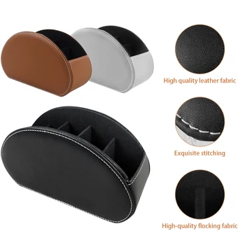 

Remote control vegetarian leather TV remote control storage box 5 compartments for remote control media controller